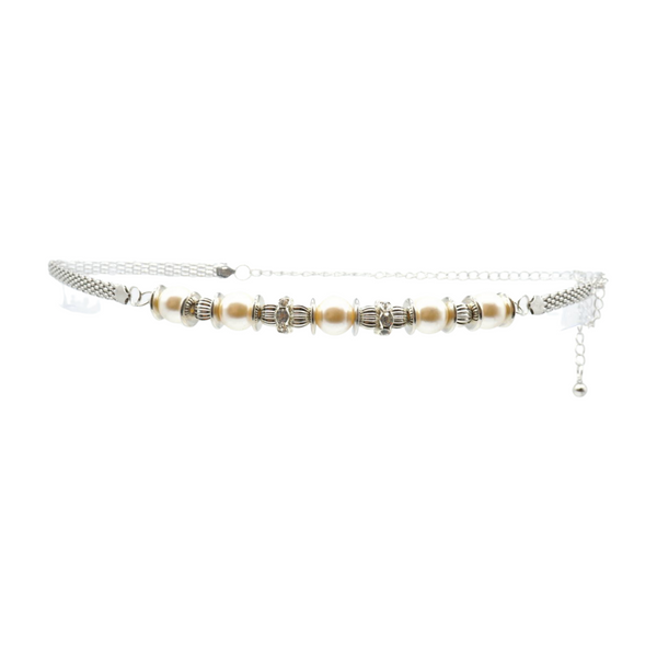 Brand New Women Silver Metal Chain Beaded Belt Bling Size S M L