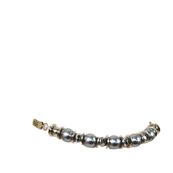 Brand New Women Silver Metal Chain Beaded Belt Gray Beads S M L