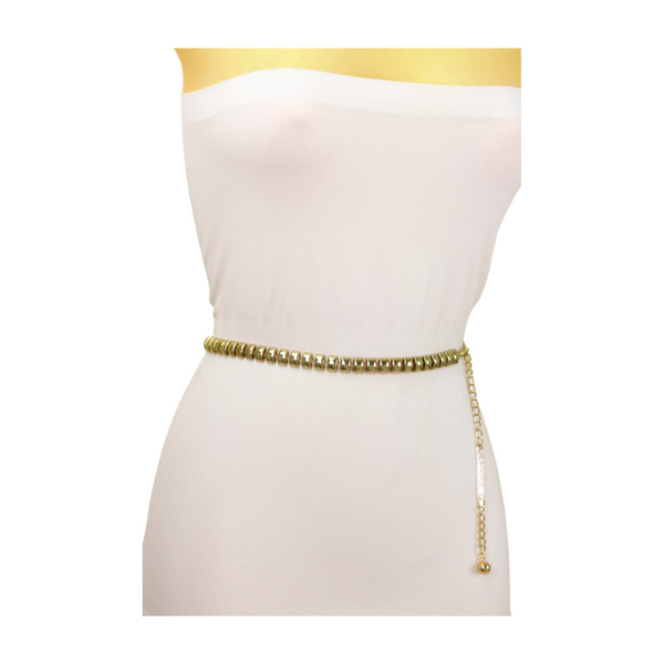 Brand New Women Gold Metal Chain Belt Square Charm S M