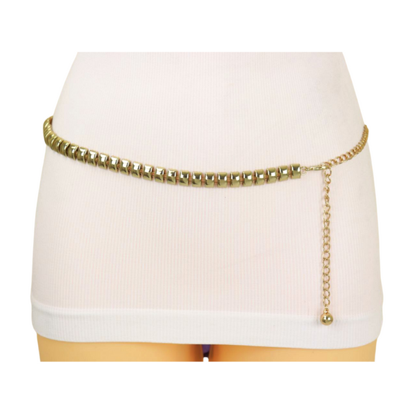 Brand New Women Gold Metal Chain Belt Square Charm S M