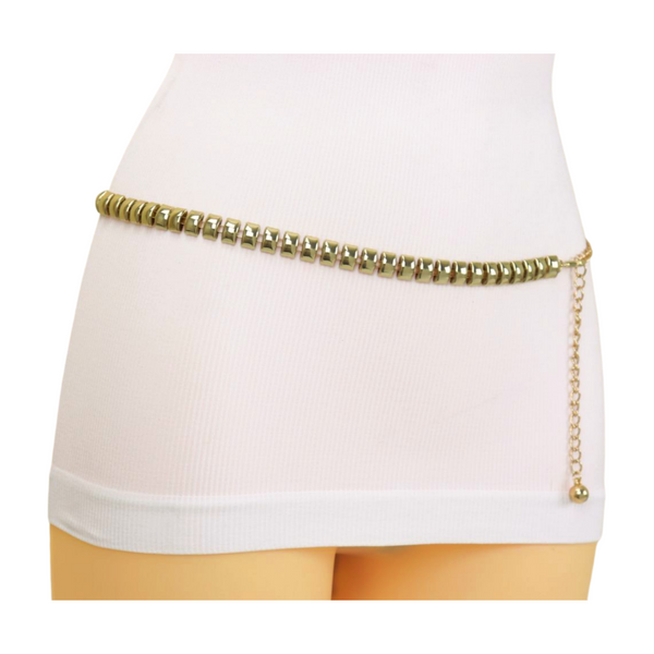 Brand New Women Gold Metal Chain Belt Square Charm S M