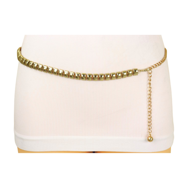 Brand New Women Gold Metal Chain Belt Square Charm S M