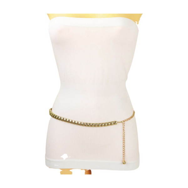 Brand New Women Gold Metal Chain Belt Square Charm S M