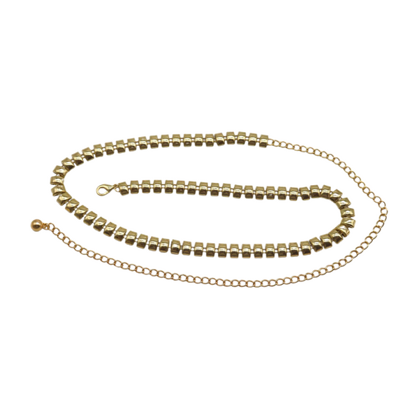 Brand New Women Gold Metal Chain Belt Square Charm S M
