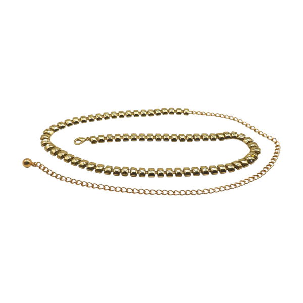 Brand New Women Gold Metal Chain Belt Square Charm S M