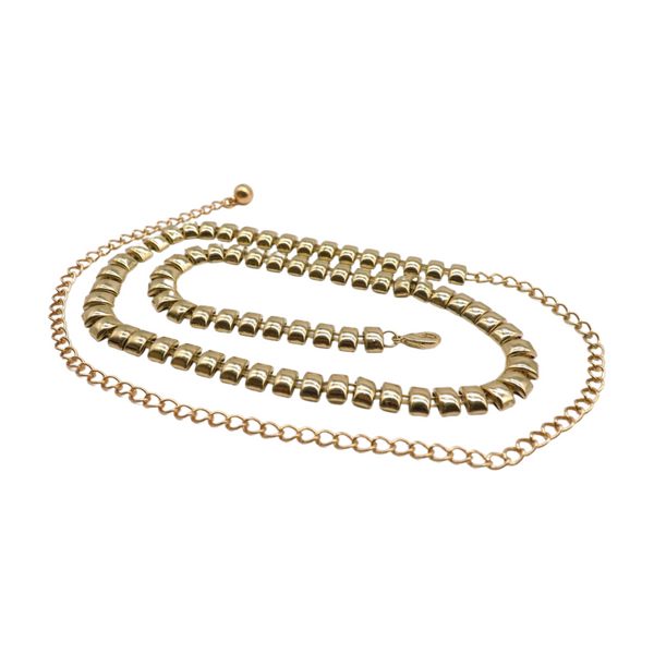 Brand New Women Gold Metal Chain Belt Square Charm S M