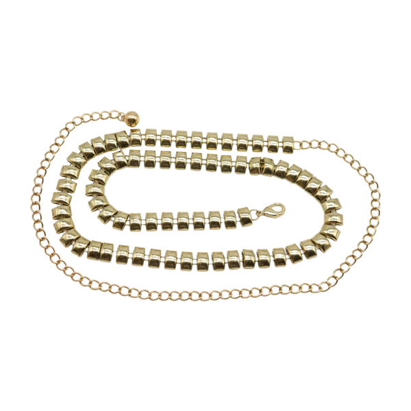 Brand New Women Gold Metal Chain Belt Square Charm S M
