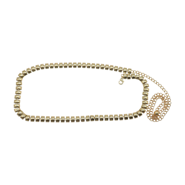 Brand New Women Gold Metal Chain Belt Square Charm S M