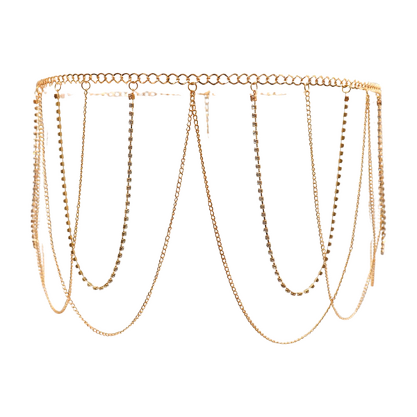 Brand New Women Gold Metal Chain Waves Belt Silver Bling S M