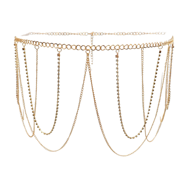 Brand New Women Gold Metal Chain Waves Belt Silver Bling S M
