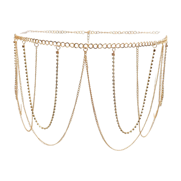 Brand New Women Gold Metal Chain Waves Belt Silver Bling S M