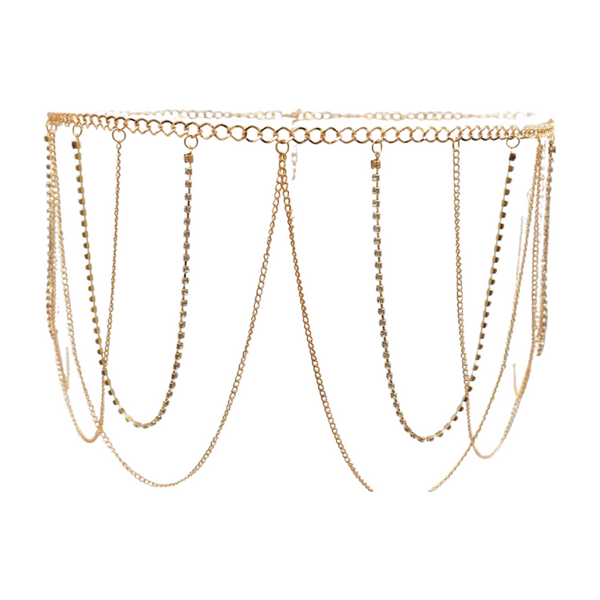 Brand New Women Gold Metal Chain Waves Belt Silver Bling S M