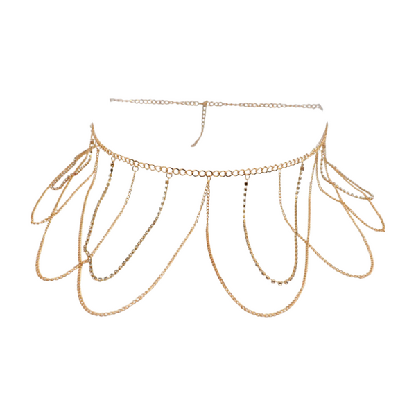 Brand New Women Gold Metal Chain Waves Belt Silver Bling S M