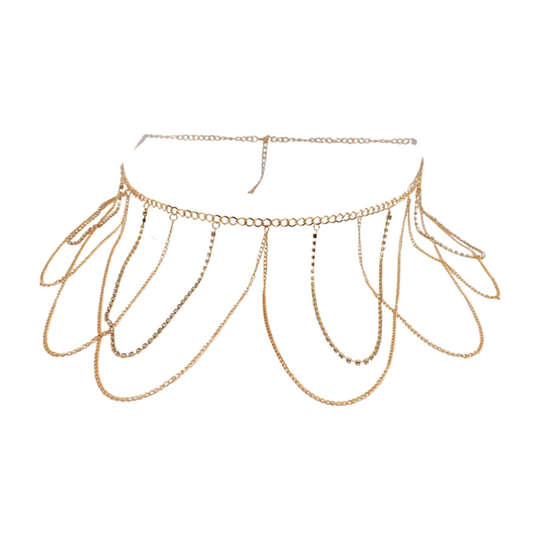 Brand New Women Gold Metal Chain Waves Belt Silver Bling S M
