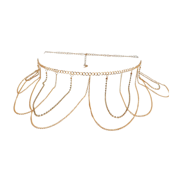 Brand New Women Gold Metal Chain Waves Belt Silver Bling S M
