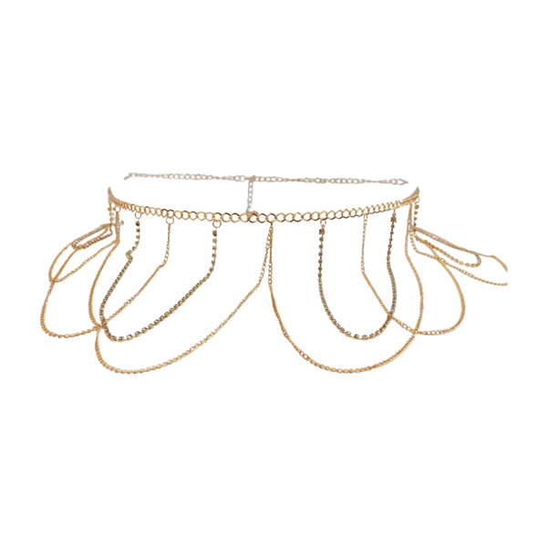 Brand New Women Gold Metal Chain Waves Belt Silver Bling S M
