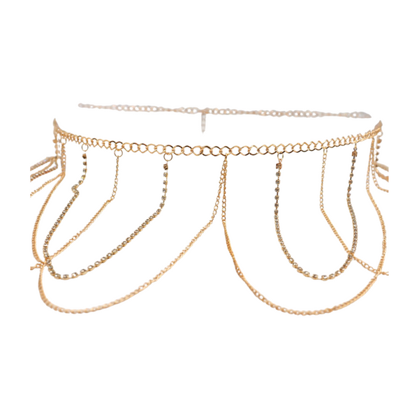 Brand New Women Gold Metal Chain Waves Belt Silver Bling S M