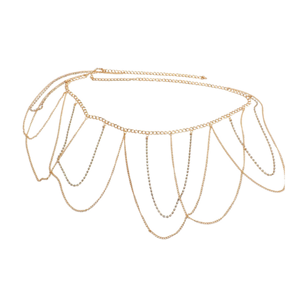 Brand New Women Gold Metal Chain Waves Belt Silver Bling S M