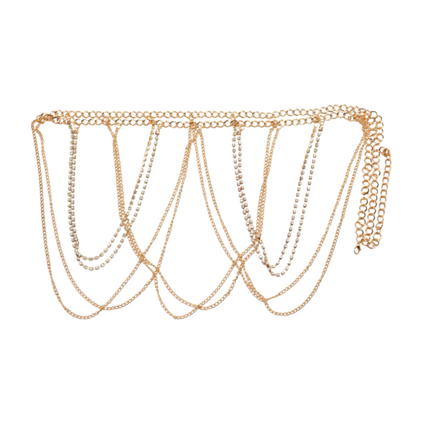 Brand New Women Gold Metal Chain Waves Belt Silver Bling S M