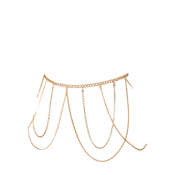 Brand New Women Gold Metal Chain Waves Belt Silver Bling S M
