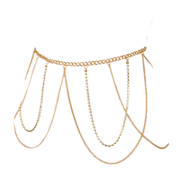 Brand New Women Gold Metal Chain Waves Belt Silver Bling S M