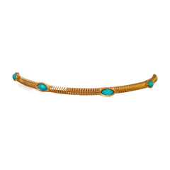 Gold Metal Chain Belt Turquoise Blue Beads S M L