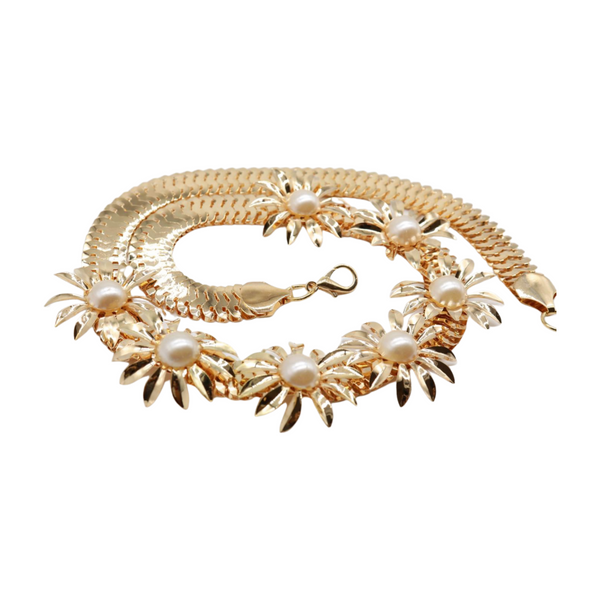 Brand New Women Gold Metal Waistband Fashion Belt Flower Charms S M