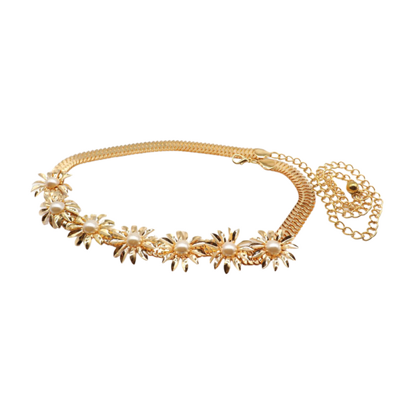 Brand New Women Gold Metal Waistband Fashion Belt Flower Charms S M