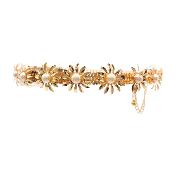 Brand New Women Gold Metal Waistband Fashion Belt Flower Charms S M