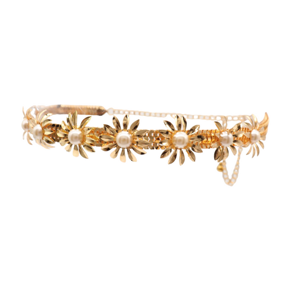 Brand New Women Gold Metal Waistband Fashion Belt Flower Charms S M