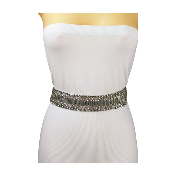 Brand New Women Silver Metal Chain Fashion Belt Size S M L