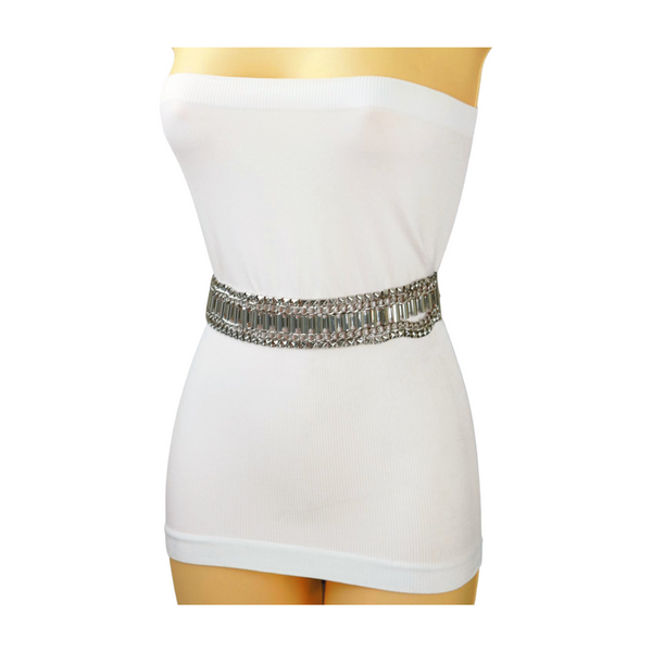 Brand New Women Silver Metal Chain Fashion Belt Size S M L