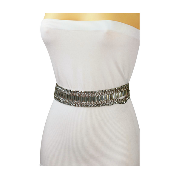 Brand New Women Silver Metal Chain Fashion Belt Size S M L