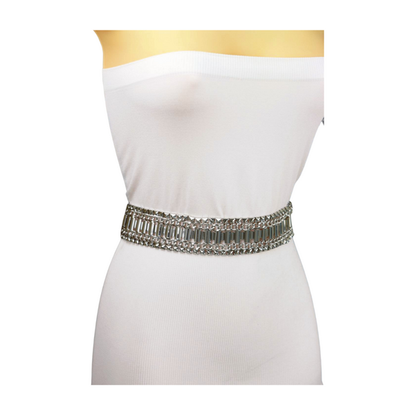 Brand New Women Silver Metal Chain Fashion Belt Size S M L