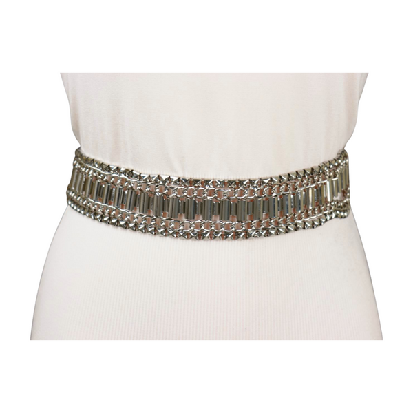 Brand New Women Silver Metal Chain Fashion Belt Size S M L