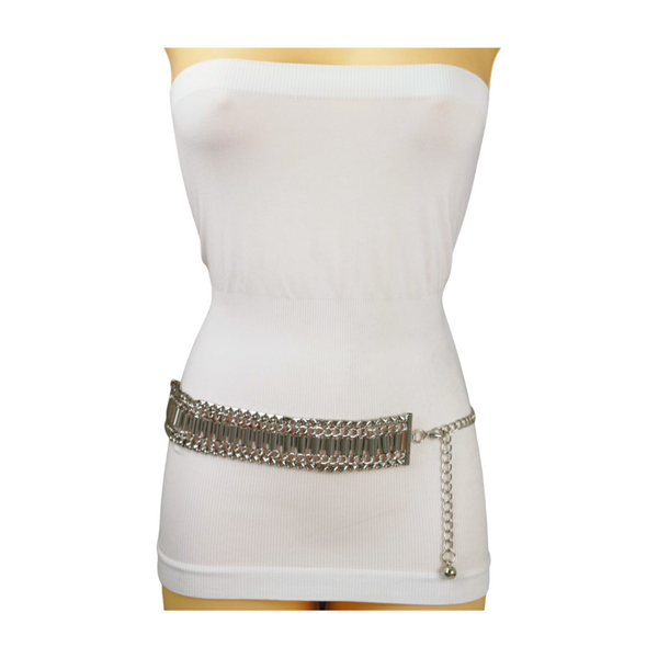 Brand New Women Silver Metal Chain Fashion Belt Size S M L