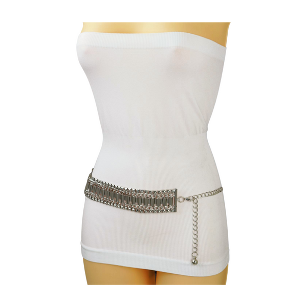 Brand New Women Silver Metal Chain Fashion Belt Size S M L