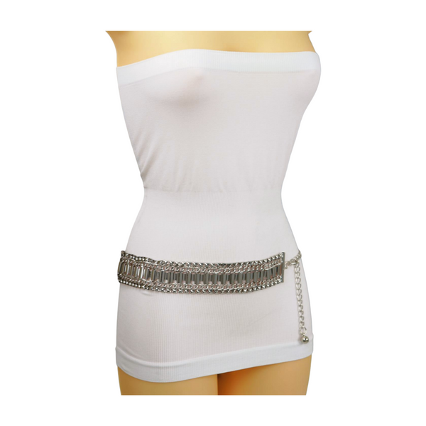 Brand New Women Silver Metal Chain Fashion Belt Size S M L