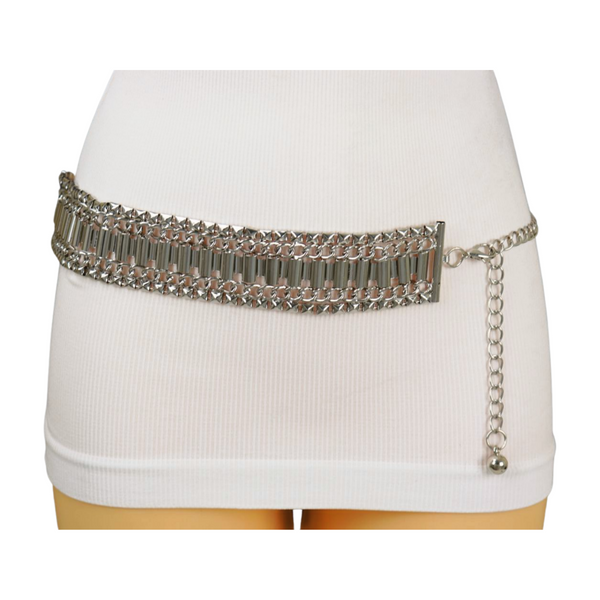 Brand New Women Silver Metal Chain Fashion Belt Size S M L