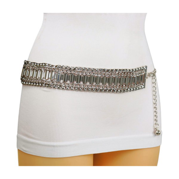 Brand New Women Silver Metal Chain Fashion Belt Size S M L