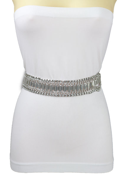 Brand New Women Silver Metal Chain Fashion Belt Size S M L