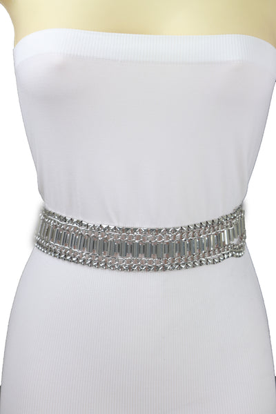 Brand New Women Silver Metal Chain Fashion Belt Size S M L