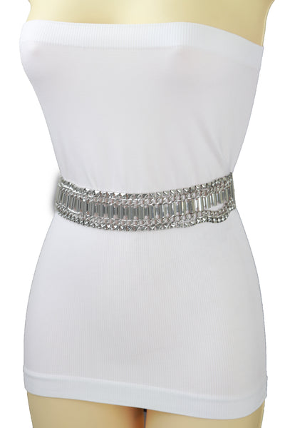 Brand New Women Silver Metal Chain Fashion Belt Size S M L