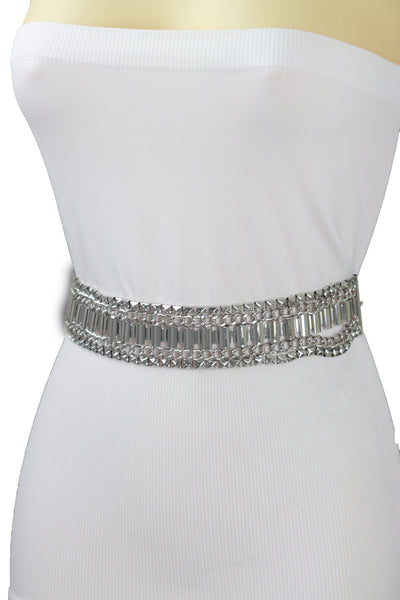 Brand New Women Silver Metal Chain Fashion Belt Size S M L