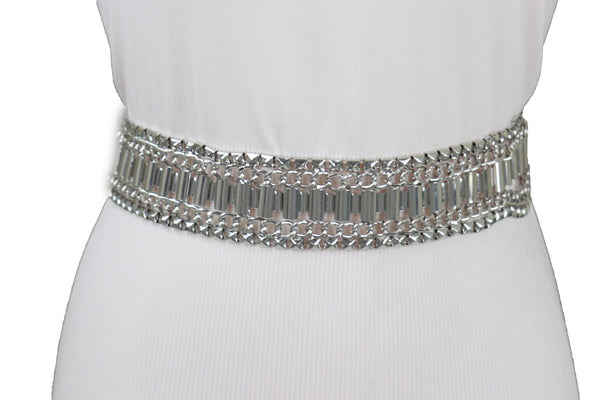 Brand New Women Silver Metal Chain Fashion Belt Size S M L