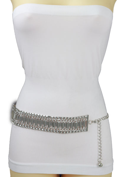 Brand New Women Silver Metal Chain Fashion Belt Size S M L