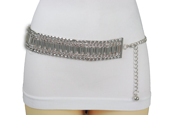 Brand New Women Silver Metal Chain Fashion Belt Size S M L
