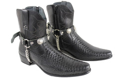 Native American Indian Black Faux Leather Boot Straps (Pair)