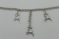 Brand New Women Silver Metal Boot Chain Bracelet Shoe Anklet 3 Mini Dangle Deer Charm SET BC232