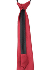 Brand New Red Formal Fashion Neck Tie Zipper Narrow Satin Look With Crystal Trim